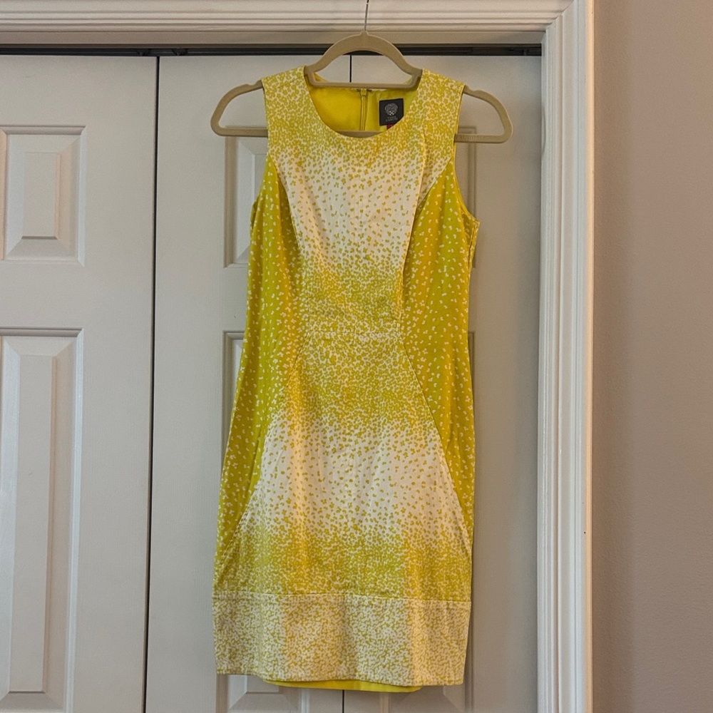 Vince Camuto Yellow and Cream Mini Dress